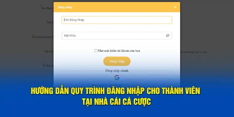 Hướng dẫn quy trình đăng nhập cho thành viên tại nhà cái cá cược